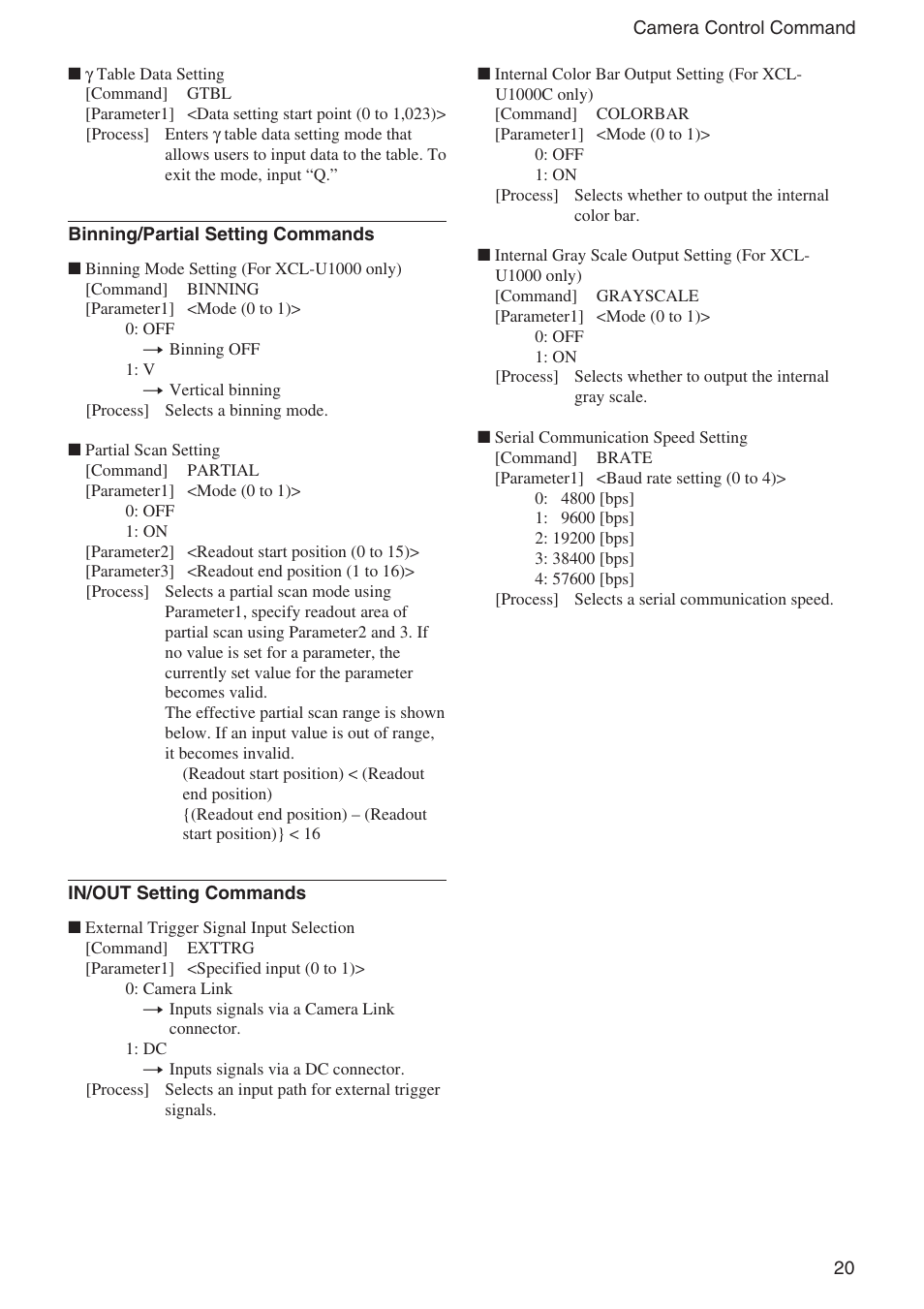 Sony XCL-U1000 User Manual | Page 20 / 27