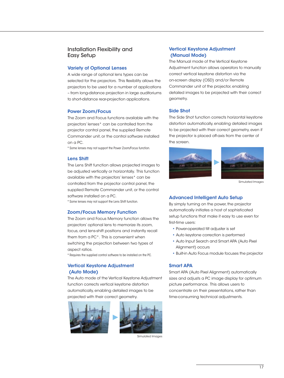 Installation flexibility and easy setup | Sony SXRD 4K User Manual | Page 17 / 32