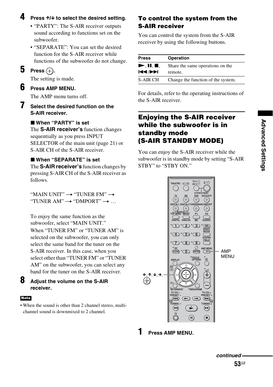 The setting is made, The amp menu turns off | Sony HT-FS3 User Manual | Page 53 / 68