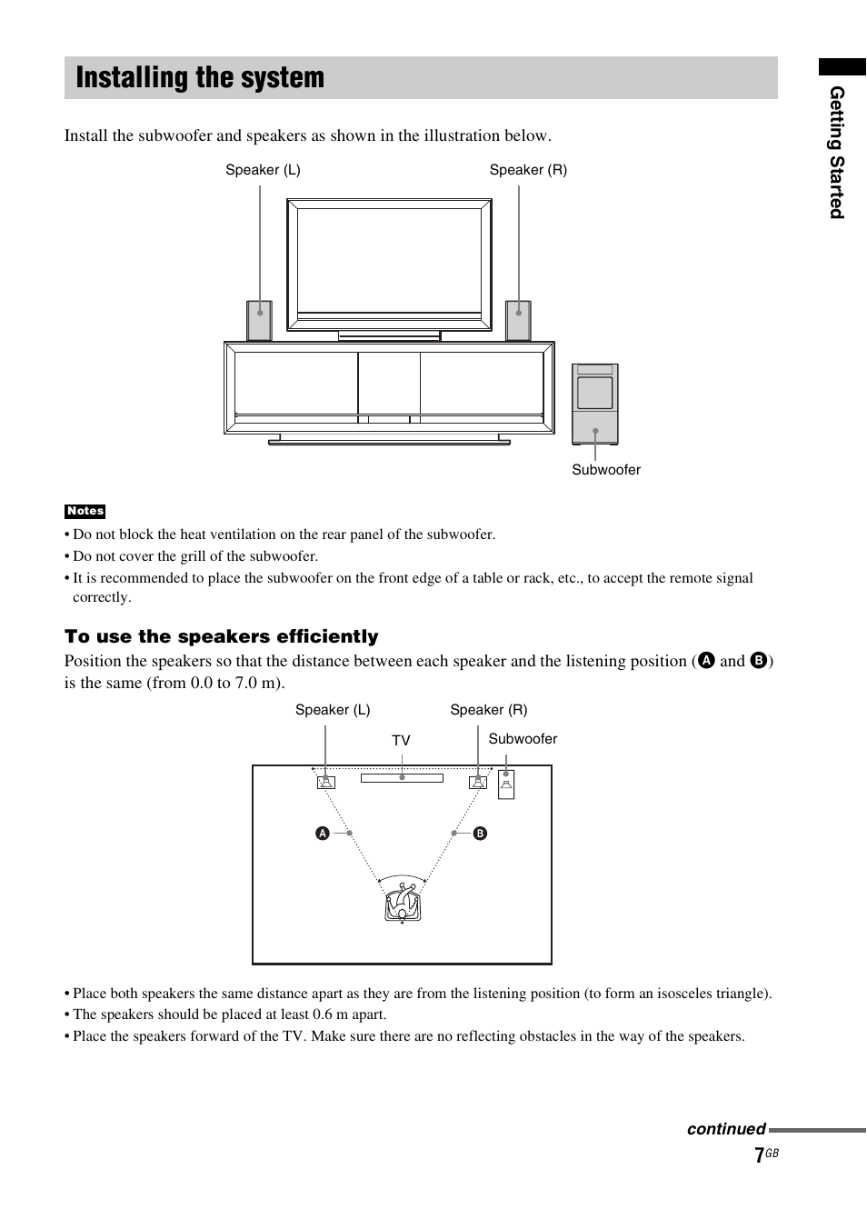Installing the system | Sony HT-FS3 User Manual | Page 7 / 68