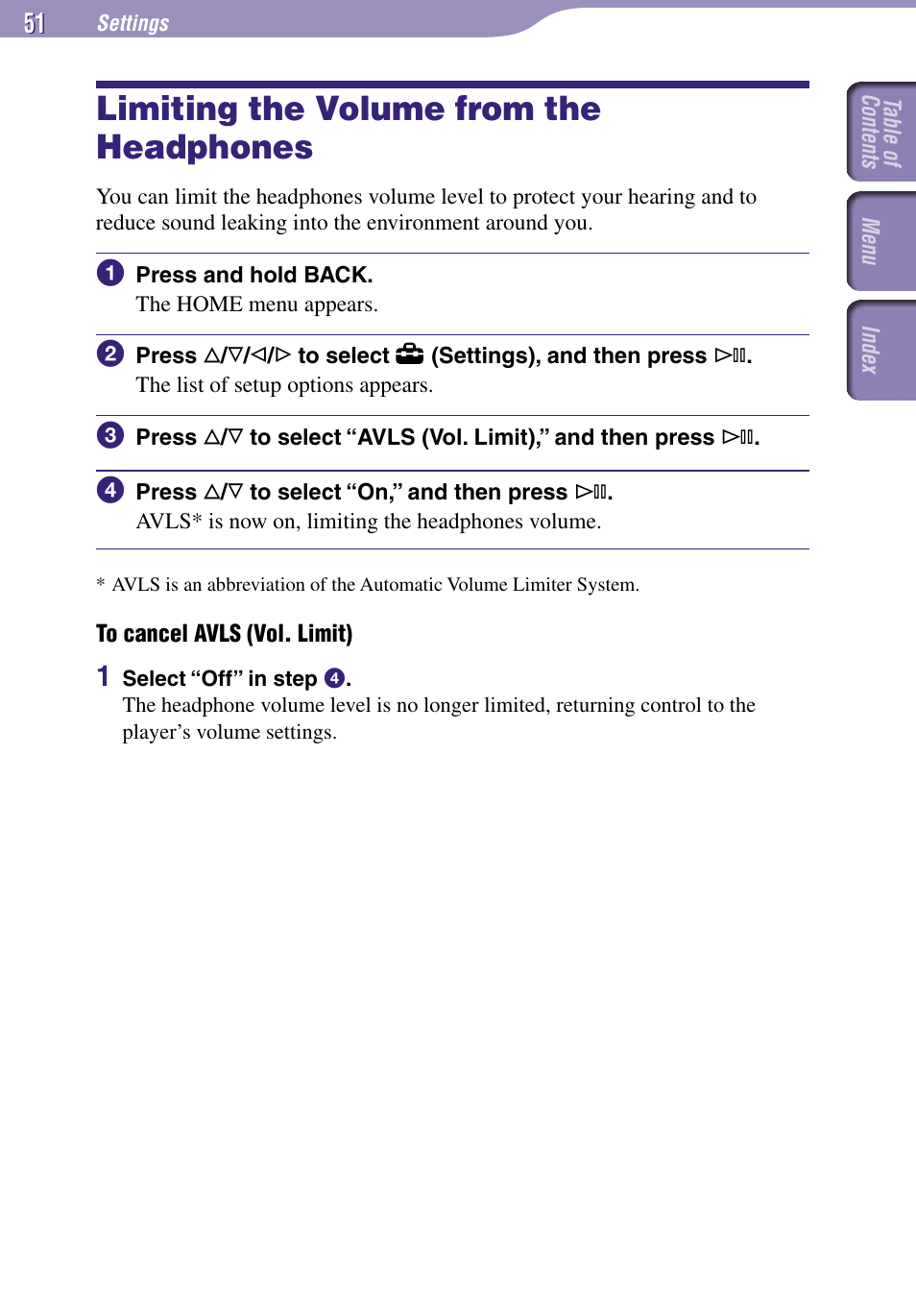 Limiting the volume from, The headphones, Limiting the volume from the headphones | Sony NW-A3000 Series User Manual | Page 51 / 109