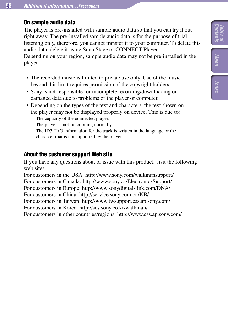 Sony NW-A3000 Series User Manual | Page 98 / 109