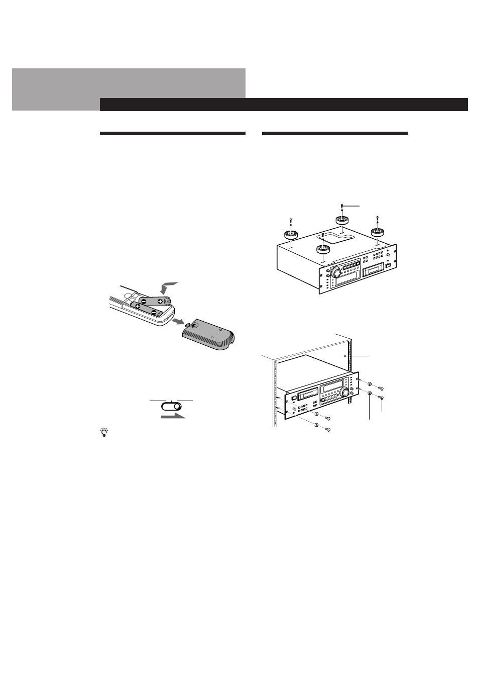 Unpacking, Rack mounting, Getting started | Inserting batteries into the remote | Sony PCM-R700 User Manual | Page 5 / 104