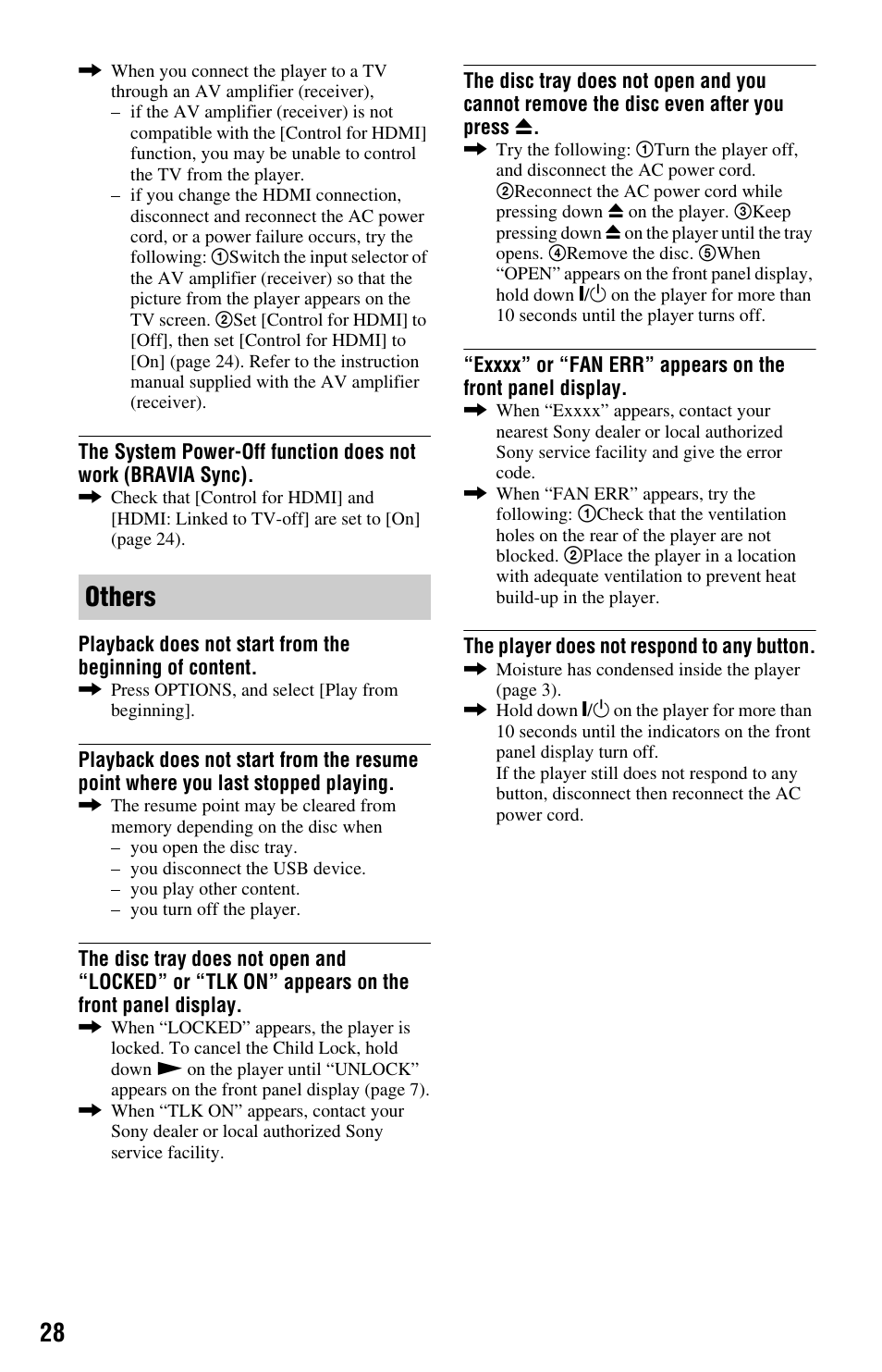 Others | Sony BLU-RAY DISCTM BDP-S480 User Manual | Page 28 / 35