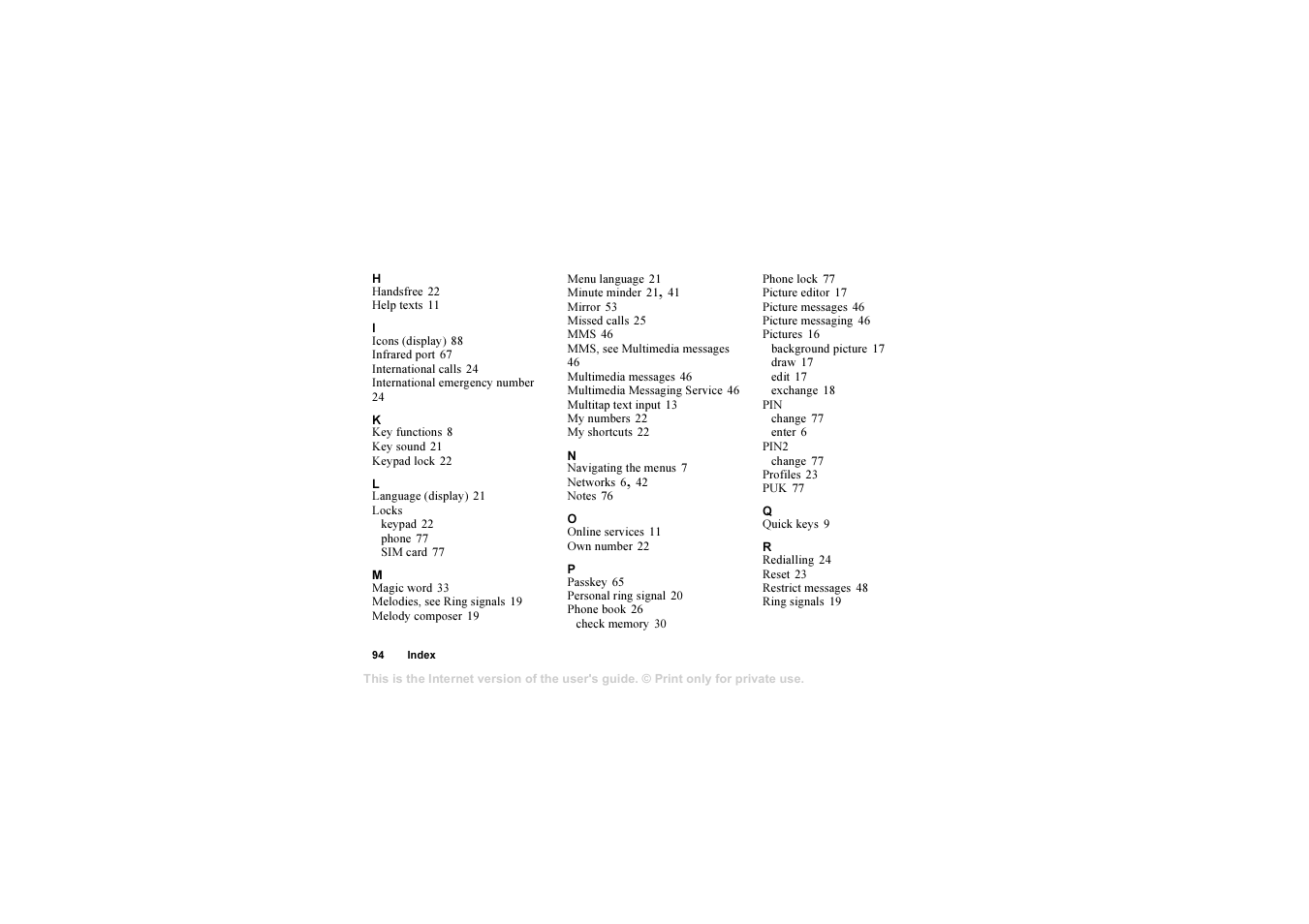 Sony T610 User Manual | Page 94 / 95