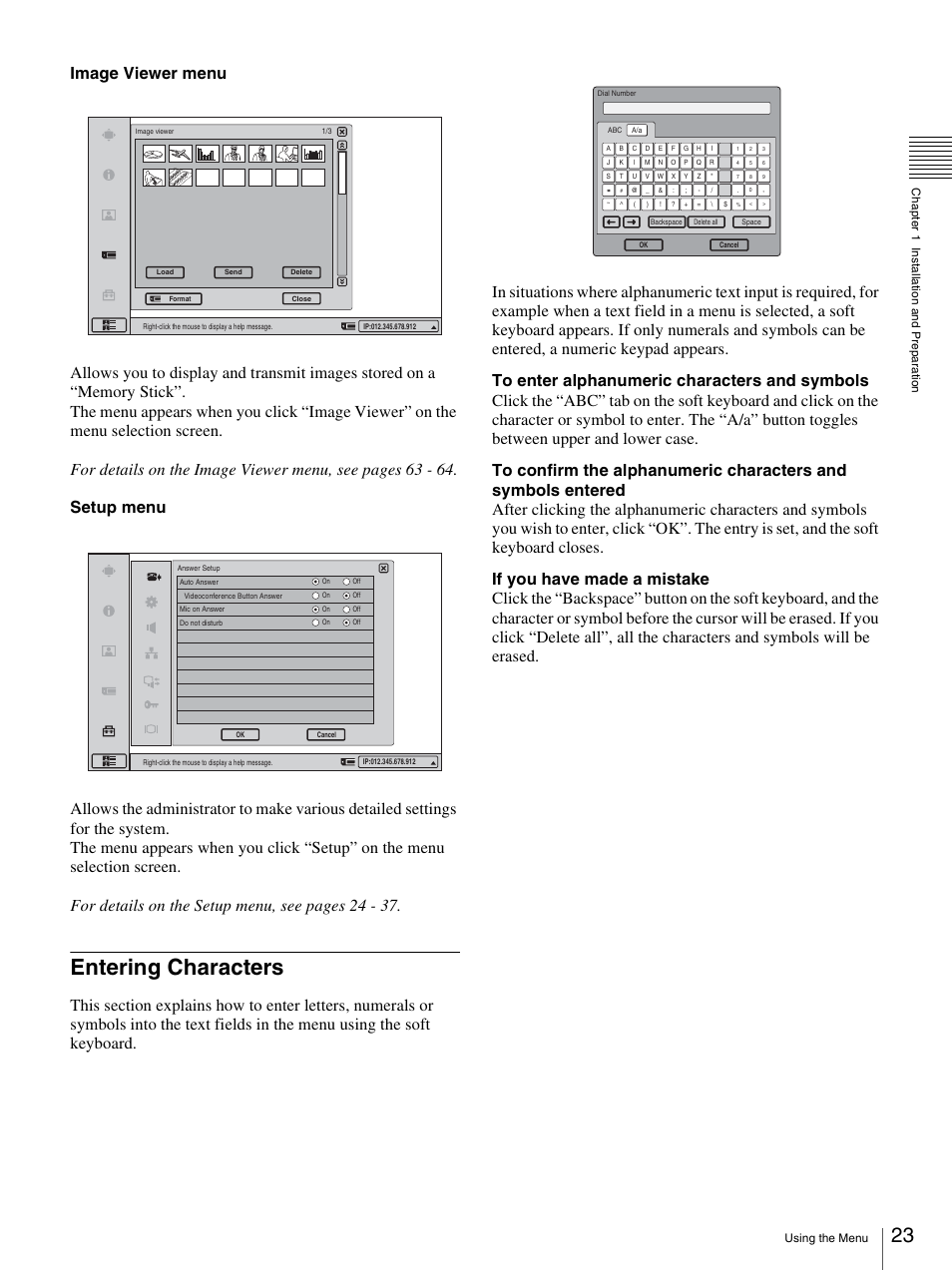 Entering characters | Sony PCS-TL33 User Manual | Page 23 / 129