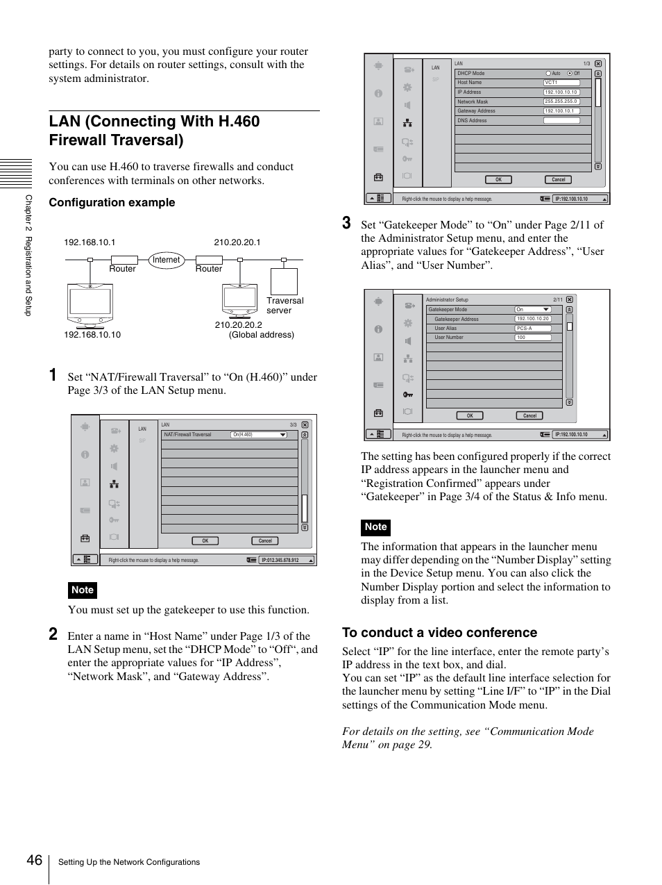 Lan (connecting with h.460 firewall traversal) | Sony PCS-TL33 User Manual | Page 46 / 129