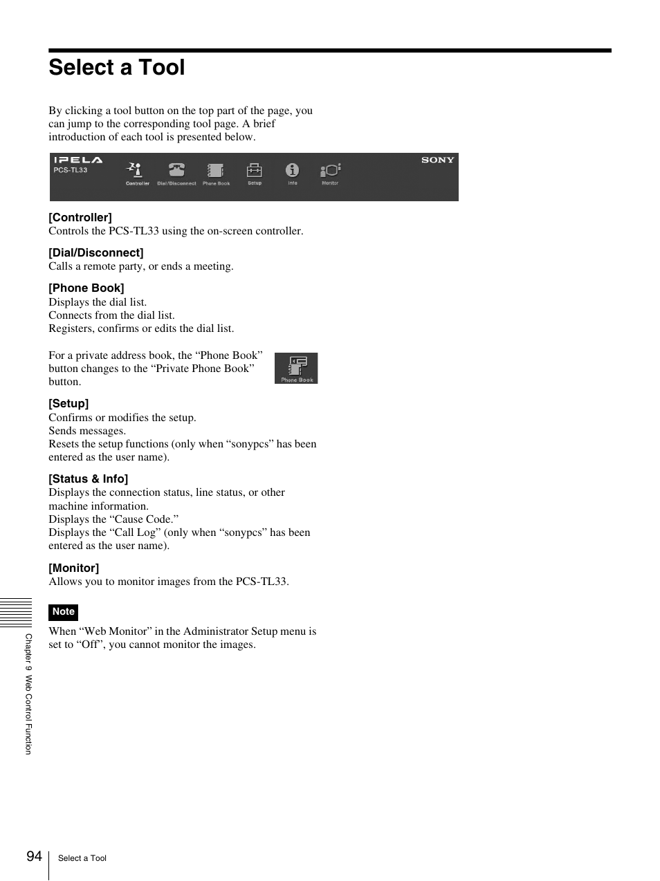 Select a tool | Sony PCS-TL33 User Manual | Page 94 / 129