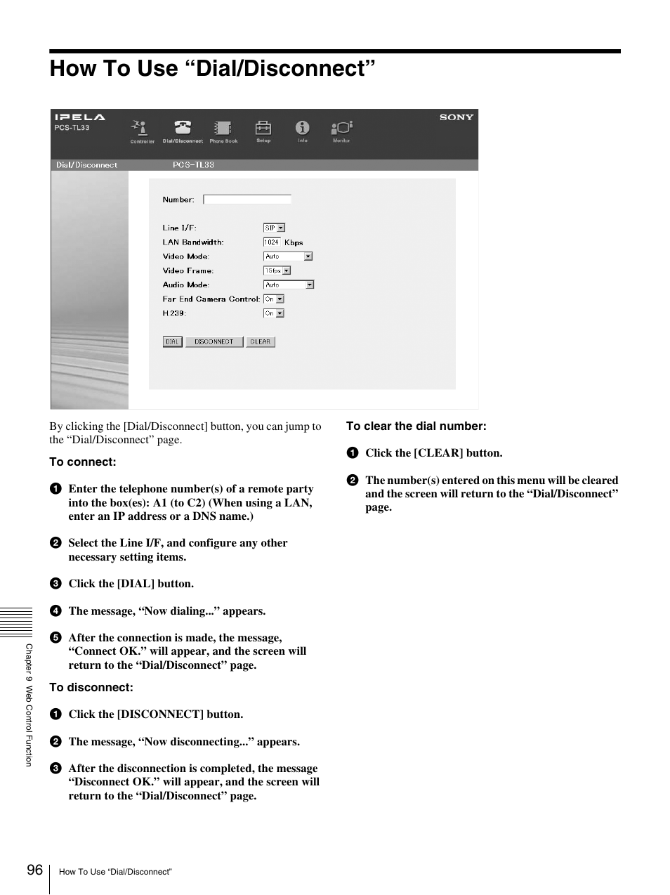 How to use “dial/disconnect | Sony PCS-TL33 User Manual | Page 96 / 129