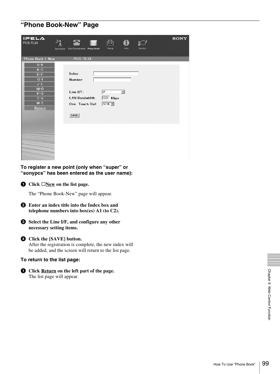 Phone book-new” page | Sony PCS-TL33 User Manual | Page 99 / 129