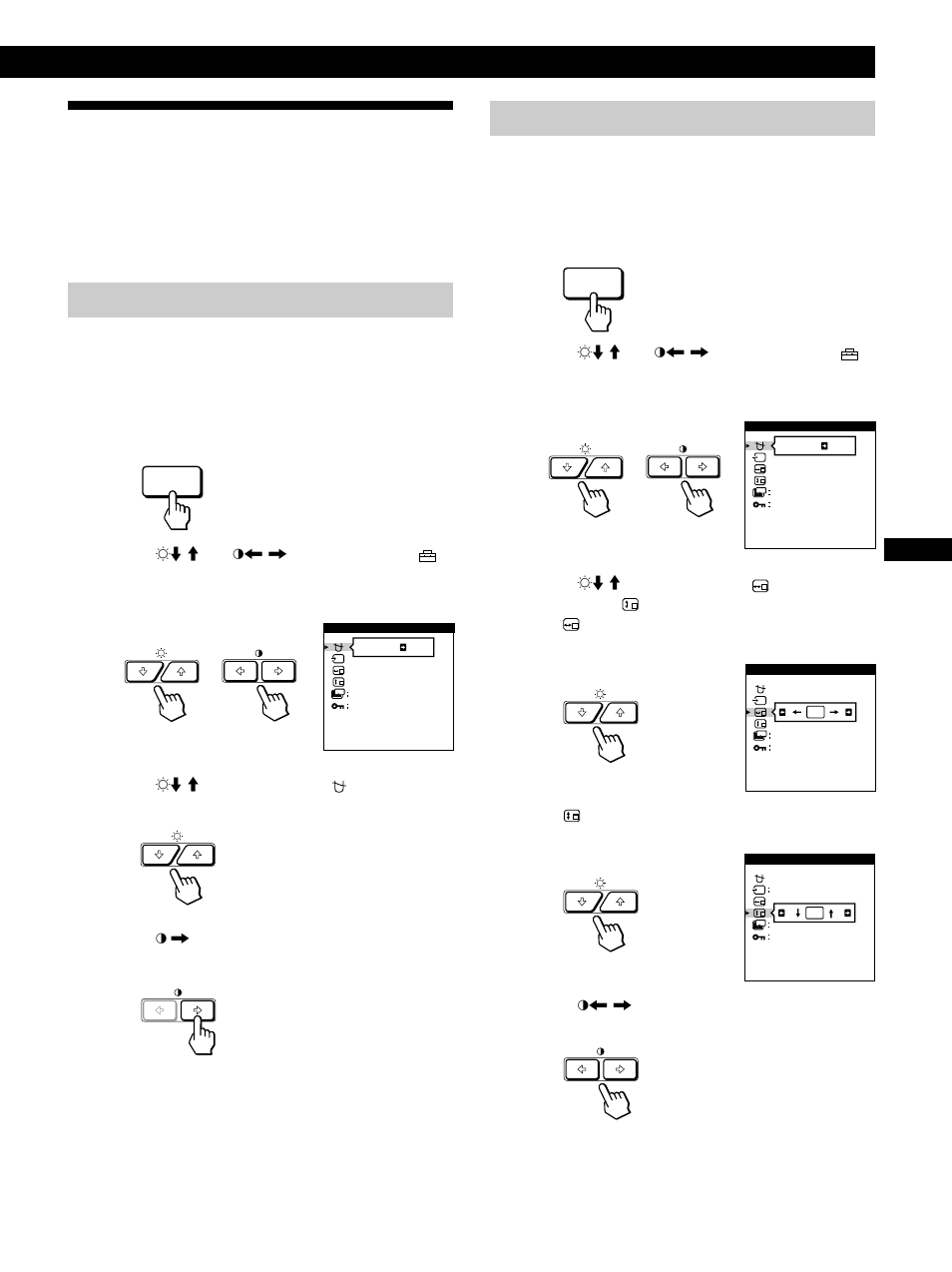 Using the option on-screen display, Customizing your monitor, Degaussing the screen | Changing the on-screen display position, Fgb d es i | Sony GDM-200PST9 User Manual | Page 15 / 104
