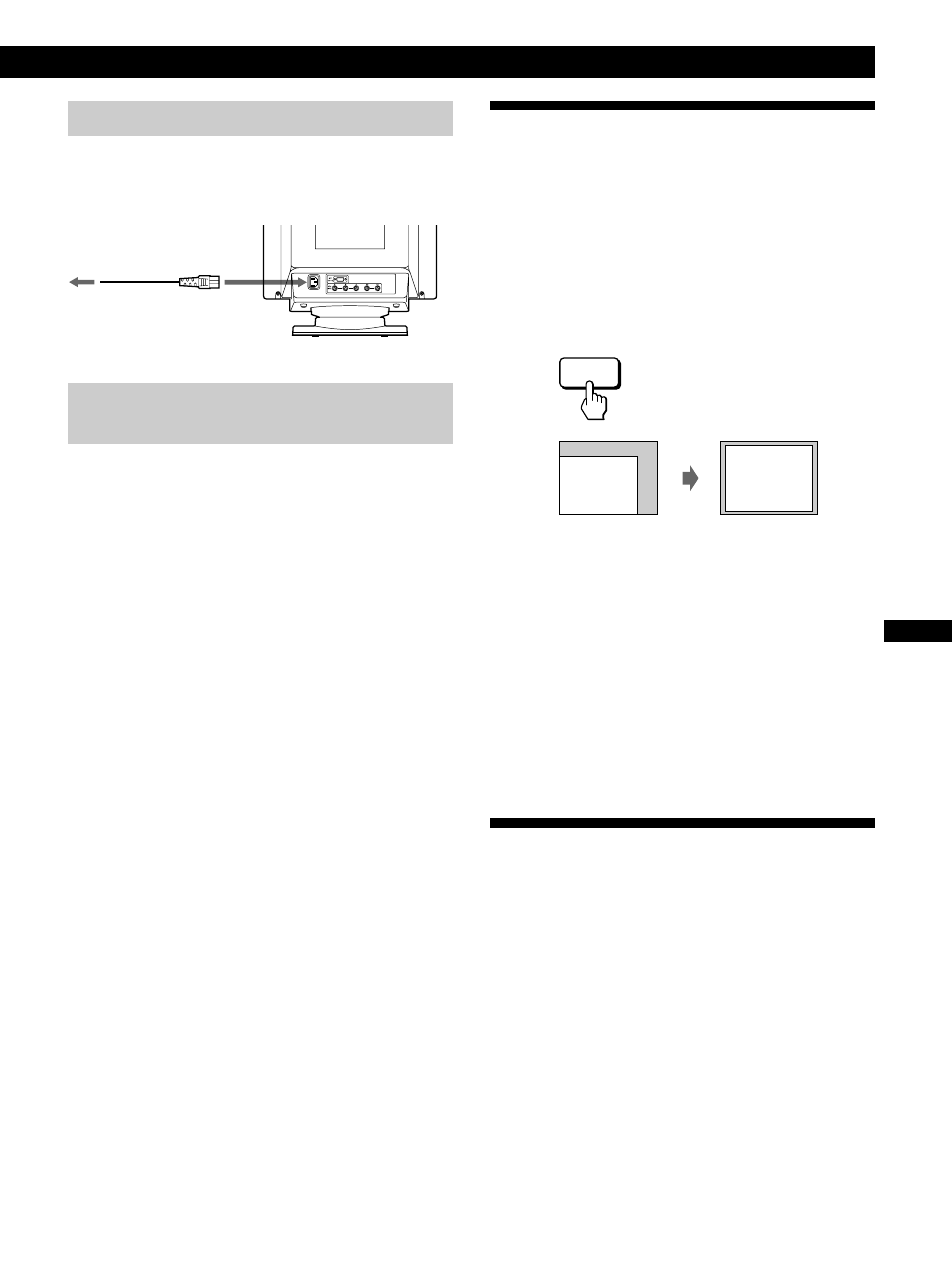 Auswählen der sprache für die bildschirmanzeigen, Vorbereitungen, Schritt 2: schließen sie das netzkabel an | Schritt 3: schalten sie monitor und computer ein | Sony GDM-200PST9 User Manual | Page 47 / 104