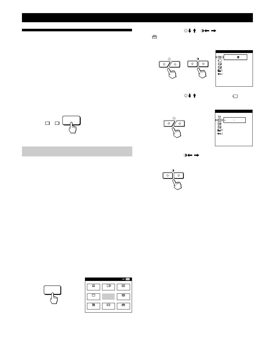 Selección de la señal de entrada, Procedimientos iniciales, Selección de modo de la señal de entrada | Sony GDM-200PST9 User Manual | Page 68 / 104