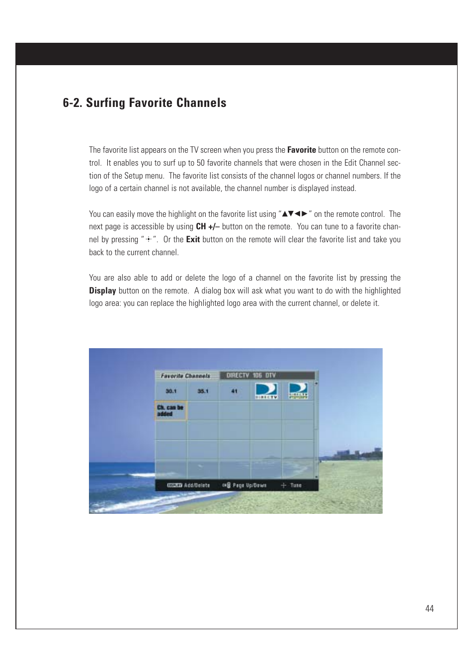 2. surfing favorite channels | Sony SAT-HD200 User Manual | Page 45 / 104