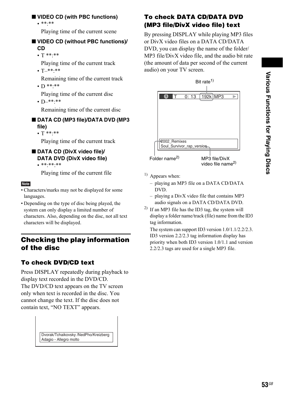 Checking the play information of the disc | Sony 3-299-549-11(1) User Manual | Page 53 / 127