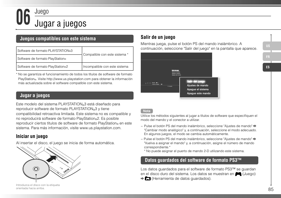 Jugar a juegos, Juego | Sony 40GB Playstation 3 3-285-687-13 User Manual | Page 85 / 100