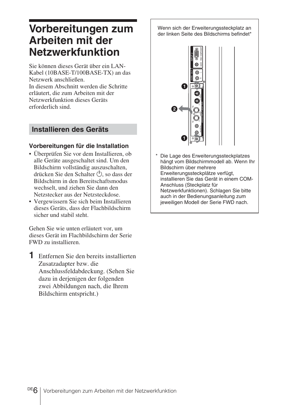 Installieren des geräts | Sony BKM-FW32 User Manual | Page 48 / 100