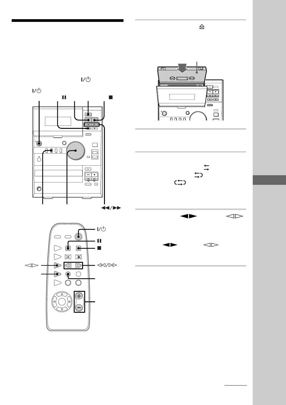Playing a tape, Basic operations, Press tape | Press tape nn (or tape hh on the remote), Tape” appears, Tape hh, With the side you want to play facing towards you, 1 (power) | Sony CMT-CP1 User Manual | Page 17 / 36
