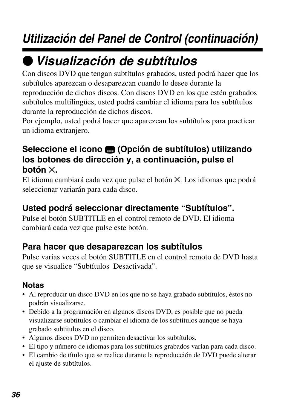 Zvisualización de subtítulos, Utilización del panel de control (continuación) | Sony SCPH-97042 User Manual | Page 148 / 170