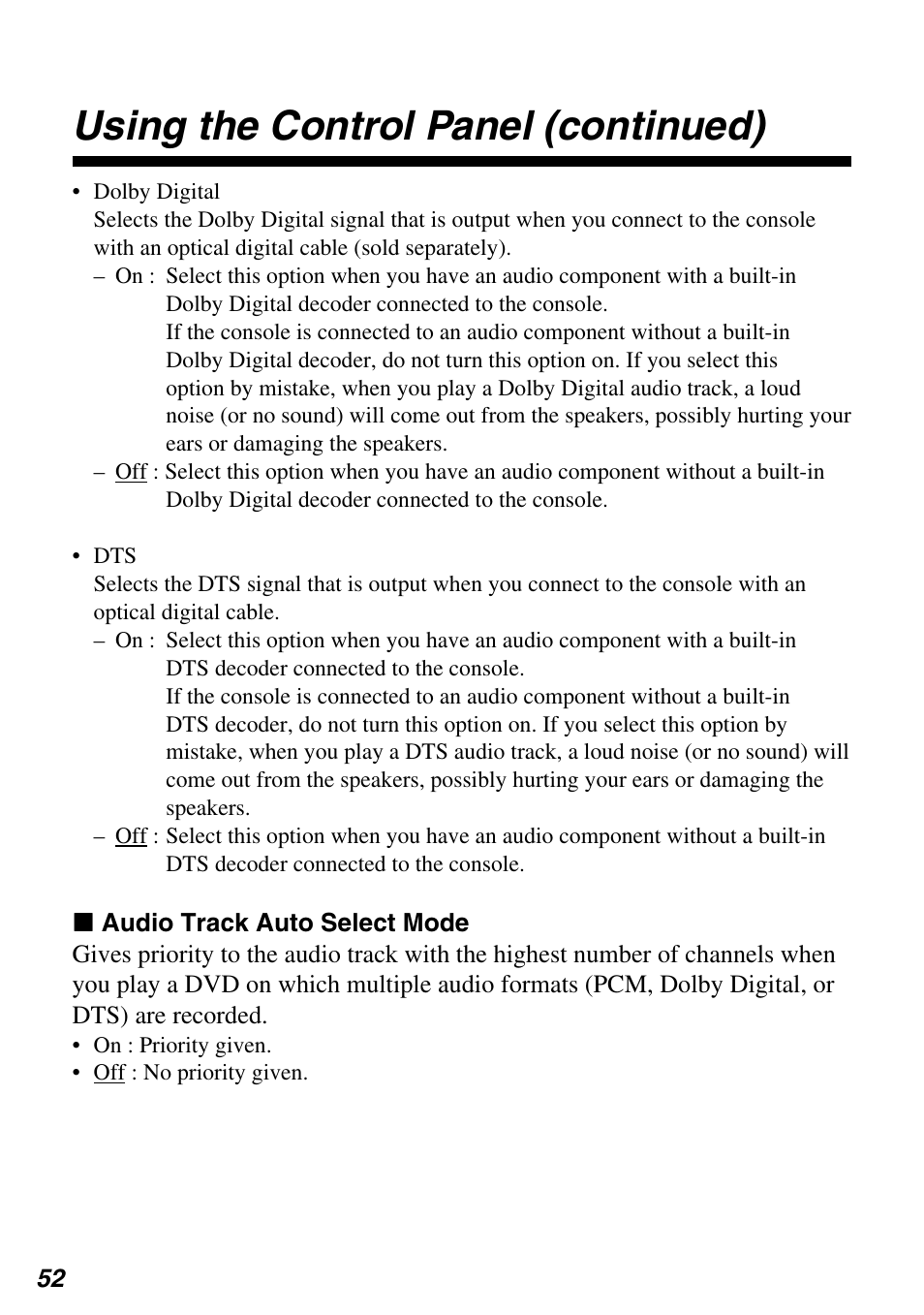 Using the control panel (continued) | Sony SCPH-97042 User Manual | Page 52 / 170