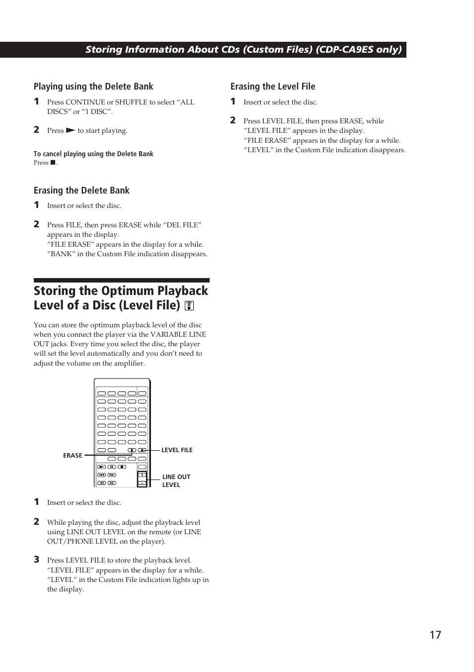 Sony CDP-CA9ES User Manual | Page 17 / 20