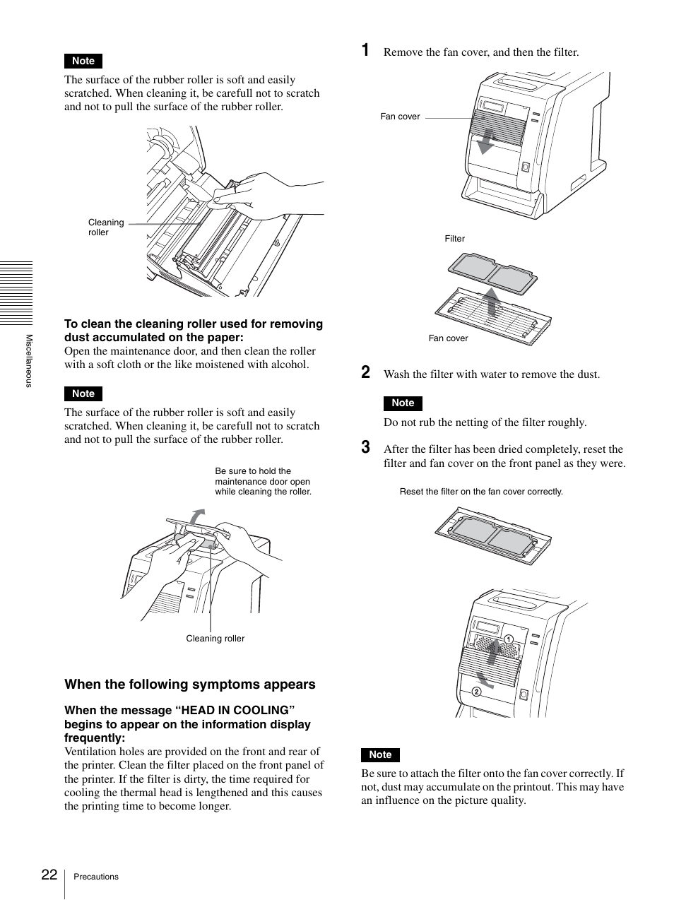S (22), When the following symptoms appears | Sony UP-DR100 User Manual | Page 22 / 28