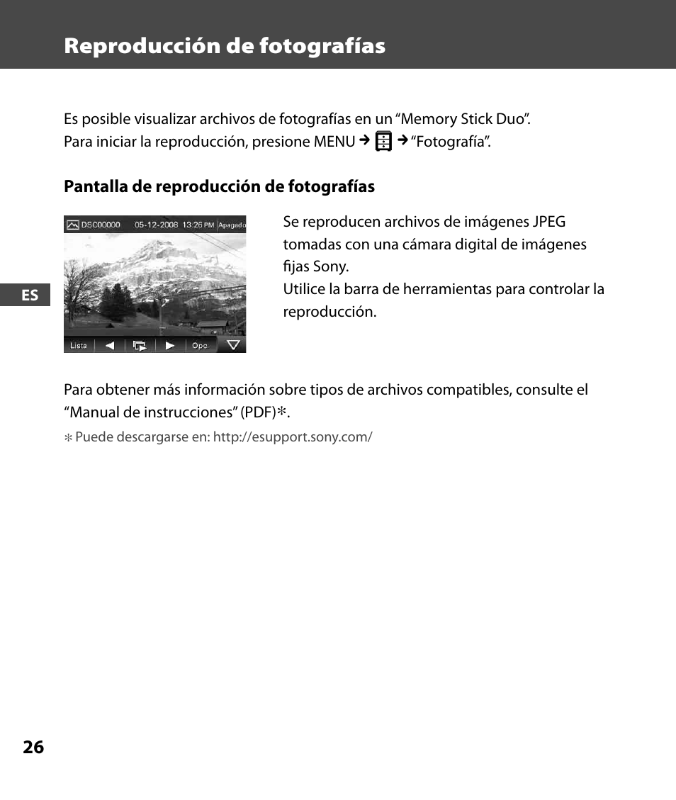 Reproducción de fotografías | Sony 4-000-805-11 User Manual | Page 82 / 88