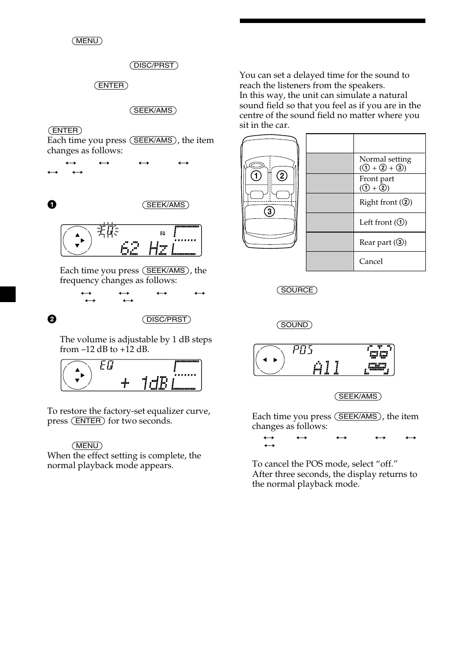Selecting the listening position | Sony MDX-C8500X User Manual | Page 22 / 116