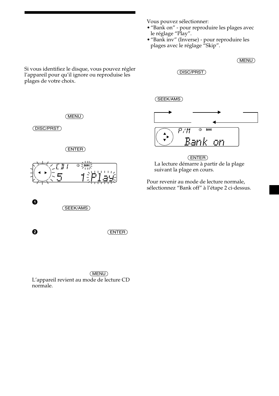Sélection de plages déterminées pour la lecture | Sony MDX-C8500X User Manual | Page 55 / 116