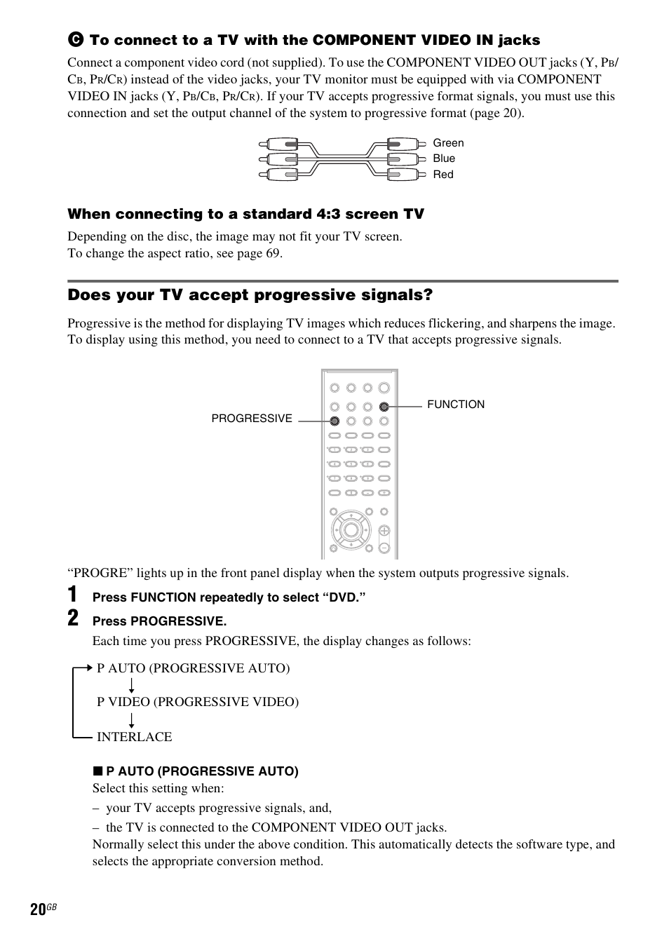 Does your tv accept progressive signals | Sony SRSDZ10 User Manual | Page 20 / 92