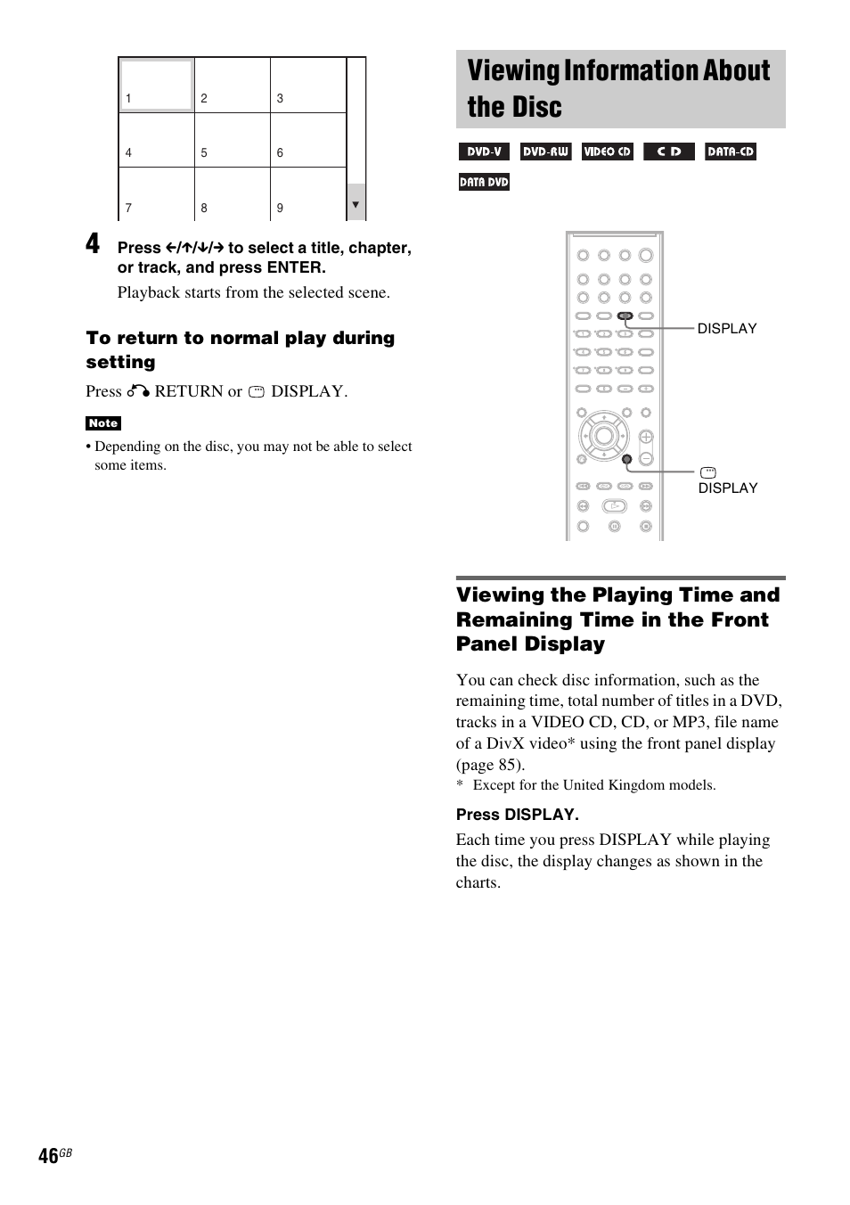 Viewing information about the disc | Sony SRSDZ10 User Manual | Page 46 / 92