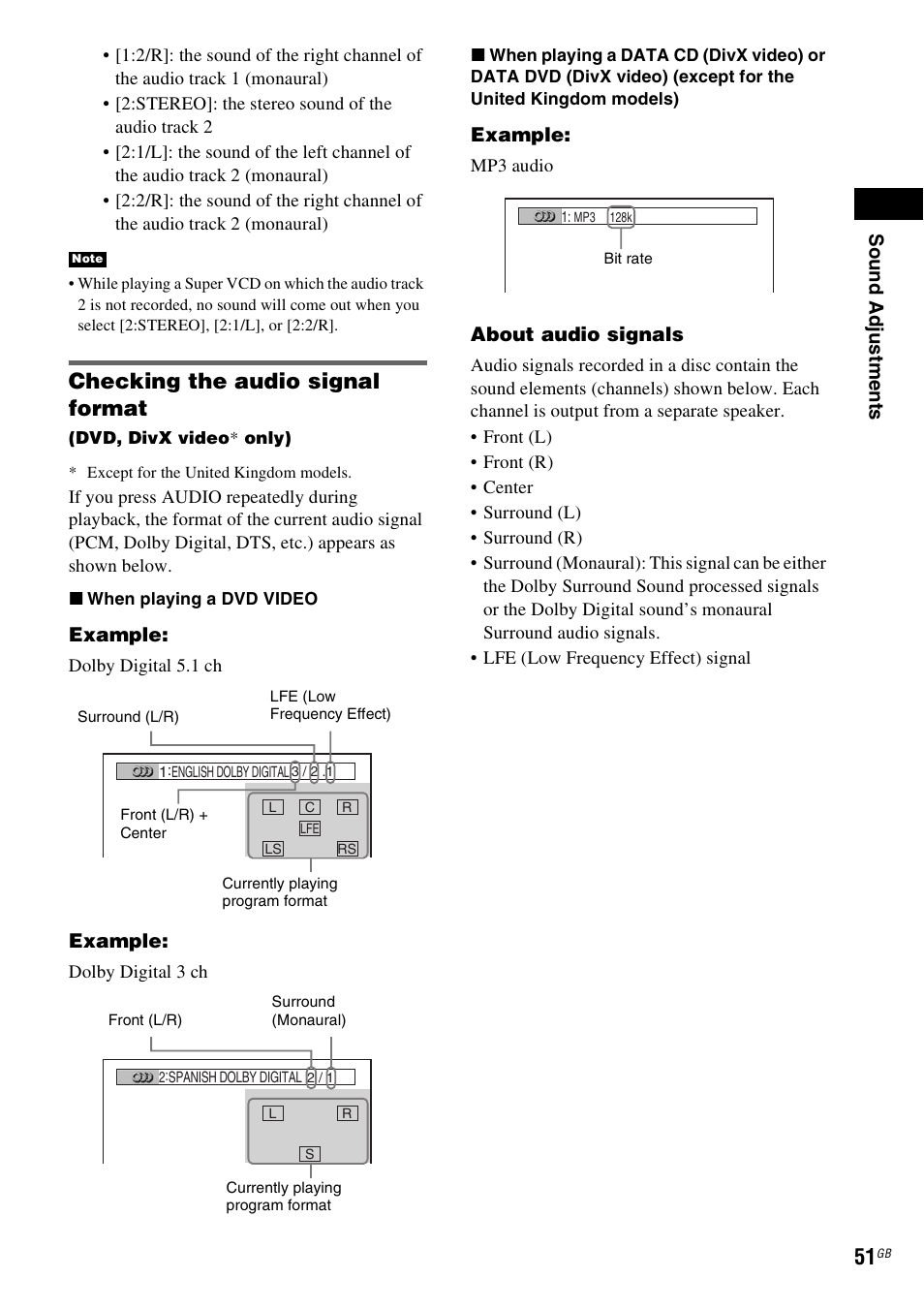 Checking the audio signal format | Sony SRSDZ10 User Manual | Page 51 / 92