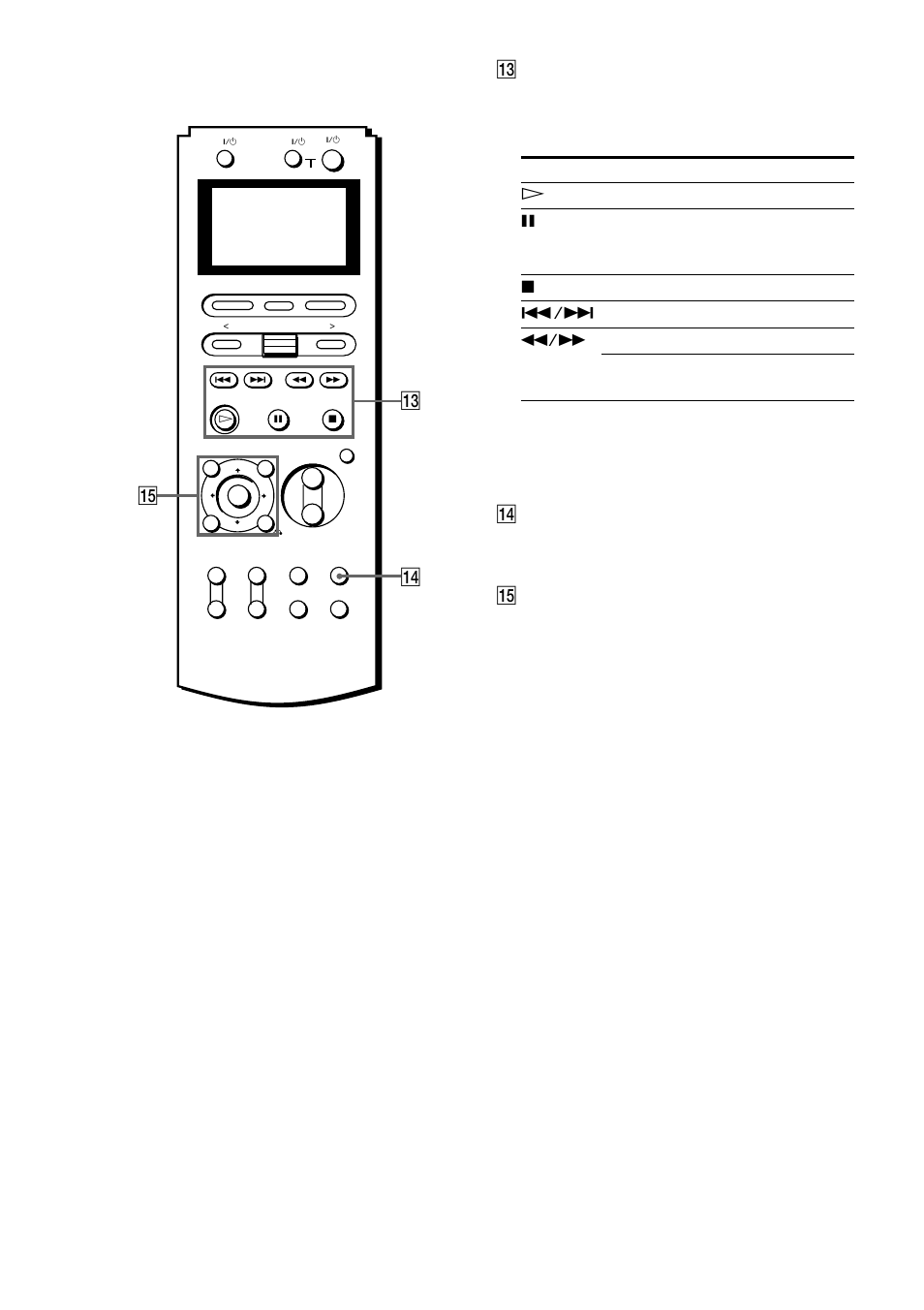 Parts description (continued), Qd tape/disc operation buttons, Qf main menu button | Qg control button, Qd qf qg | Sony RM-LP211 User Manual | Page 6 / 24