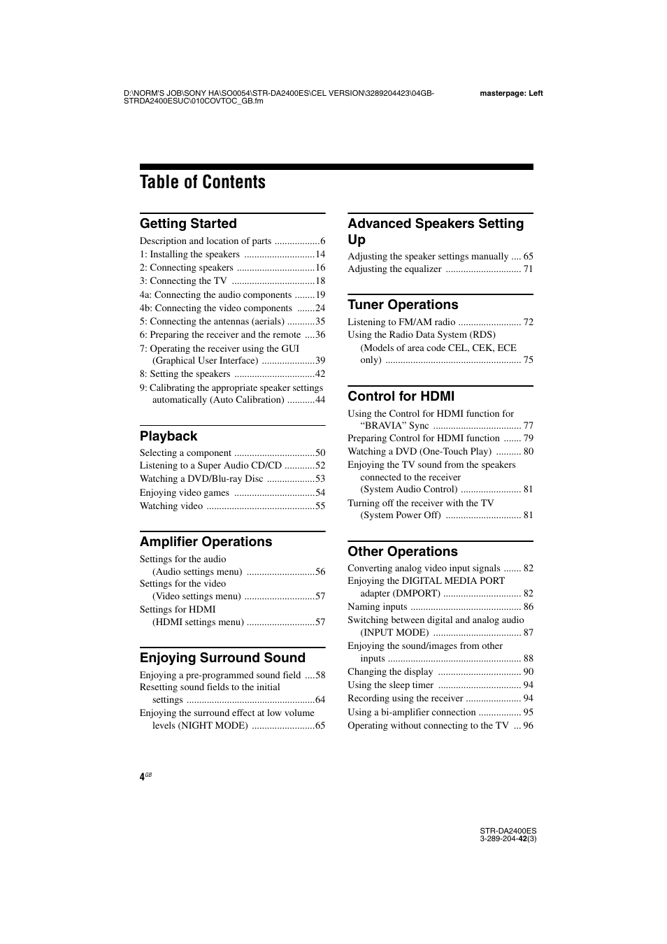 Sony 3-289-204-42(3) User Manual | Page 4 / 128