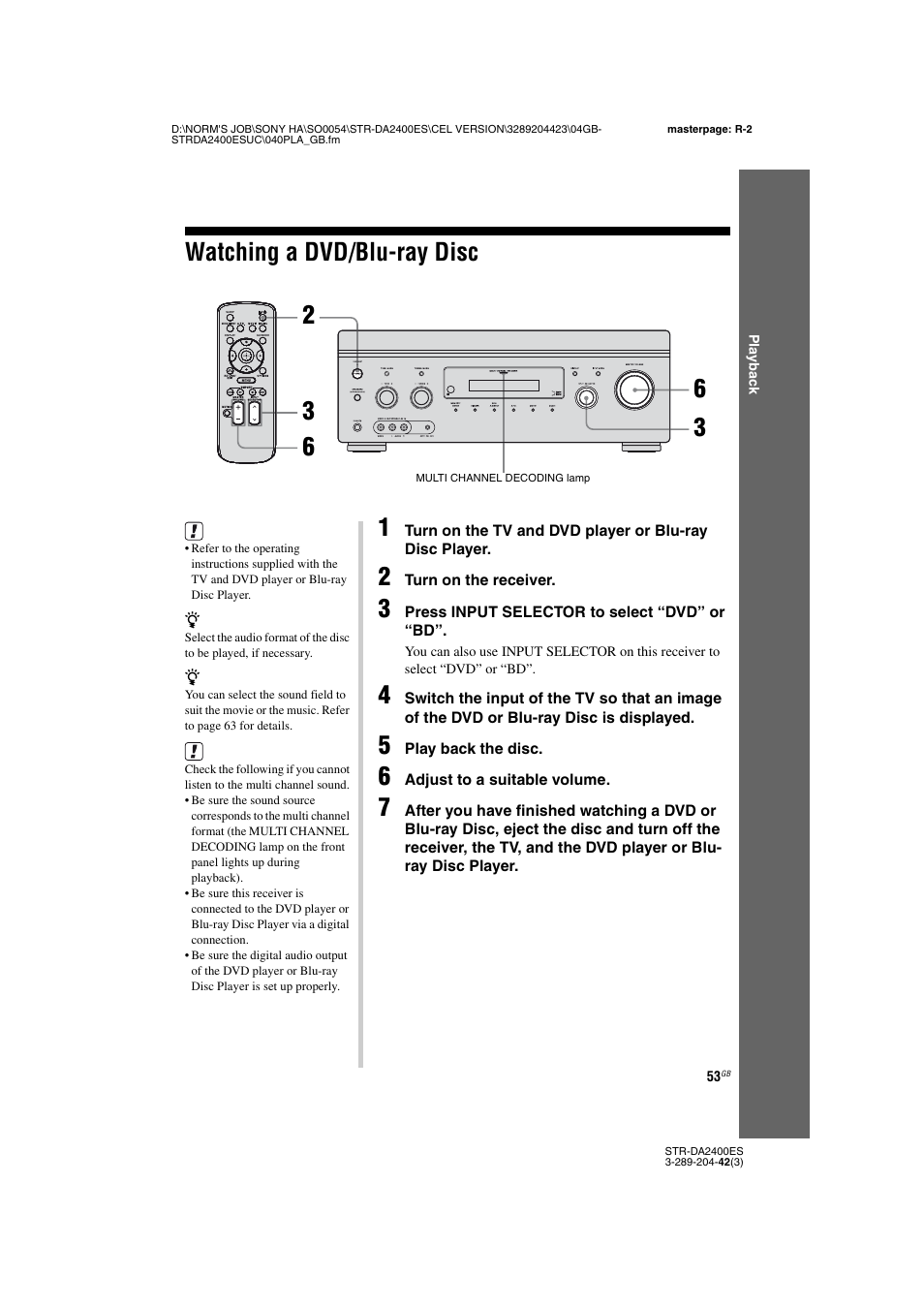 Watching a dvd/blu-ray disc | Sony 3-289-204-42(3) User Manual | Page 53 / 128