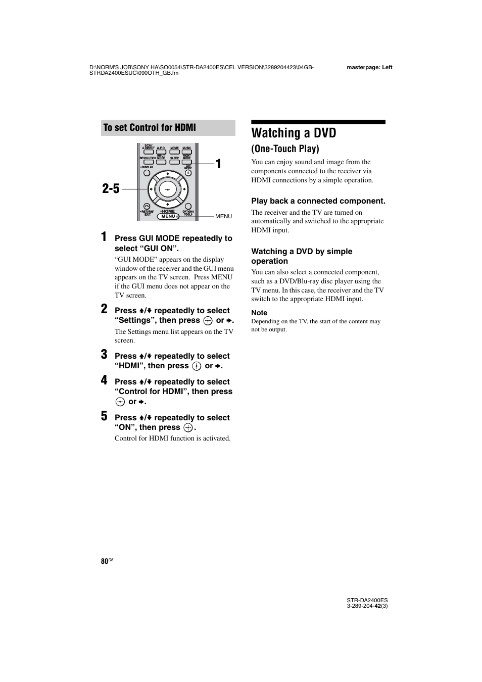 Watching a dvd (one-touch play), Watching a dvd, One-touch play) | Sony 3-289-204-42(3) User Manual | Page 80 / 128