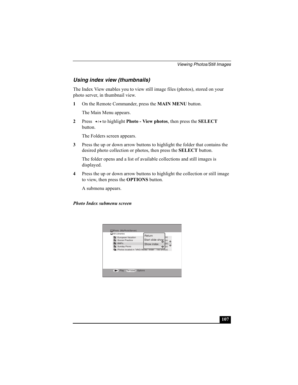 Using index view (thumbnails) | Sony PCNA-MR10 User Manual | Page 107 / 132