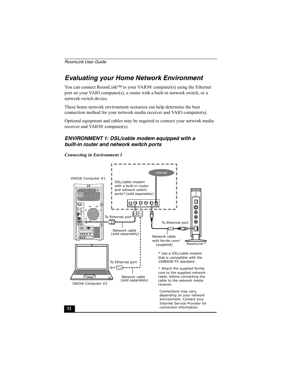 Evaluating your home network environment | Sony PCNA-MR10 User Manual | Page 32 / 132
