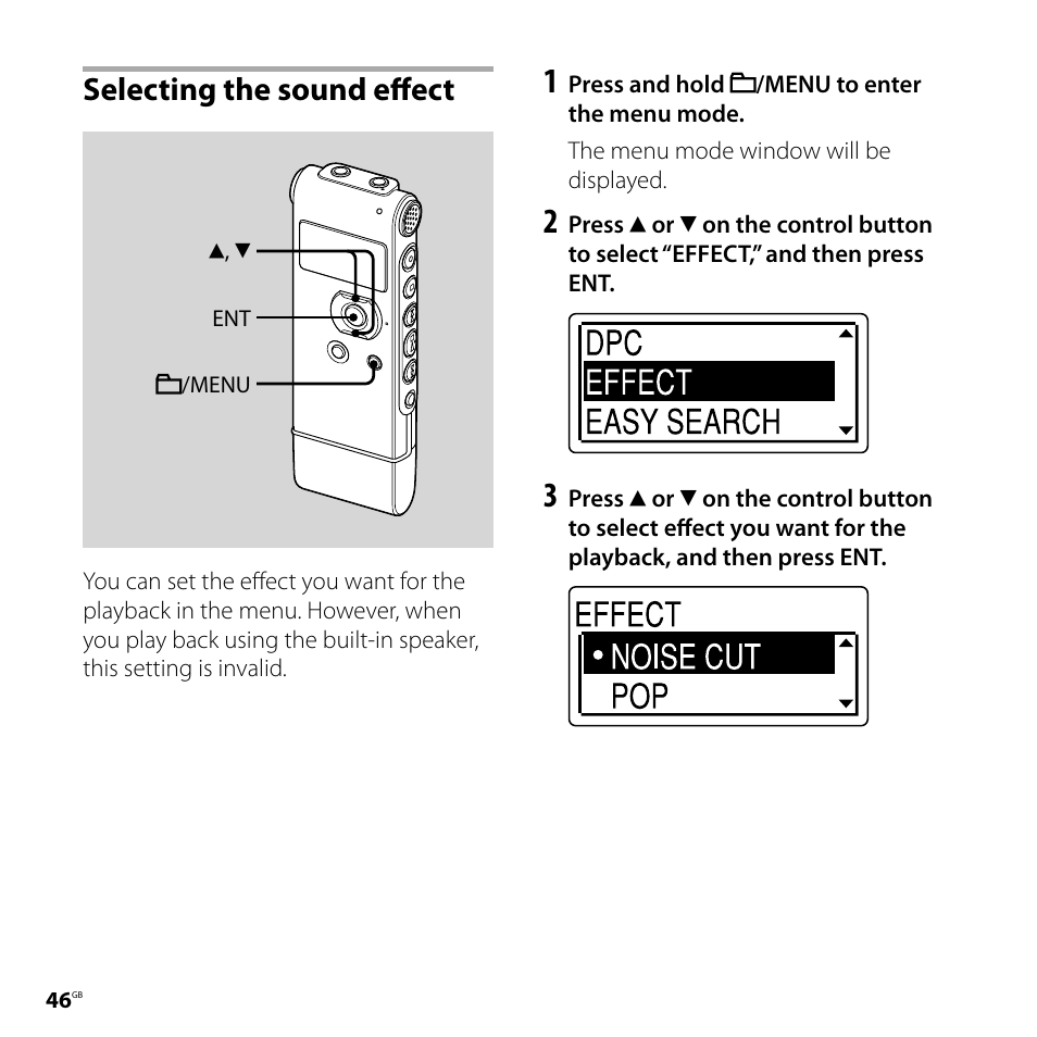 Selecting the sound effect | Sony CD-UX71 User Manual | Page 46 / 116