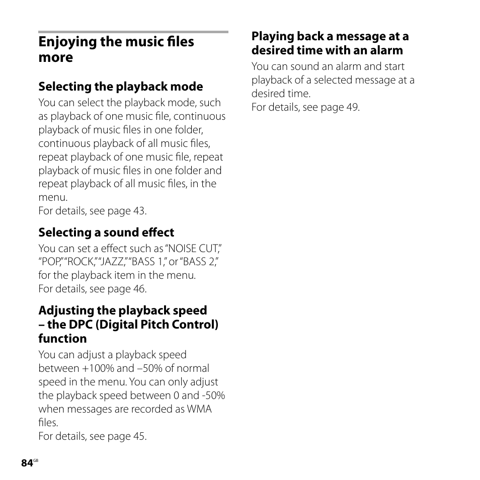 Enjoying the music files more | Sony CD-UX71 User Manual | Page 84 / 116