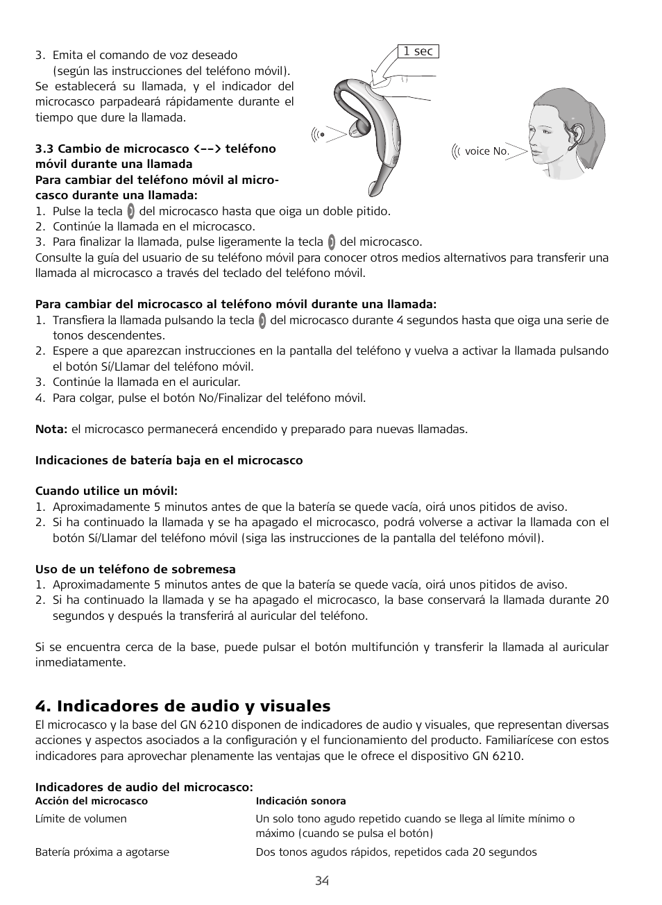 Indicadores de audio y visuales | Sony FR 20 User Manual | Page 34 / 37