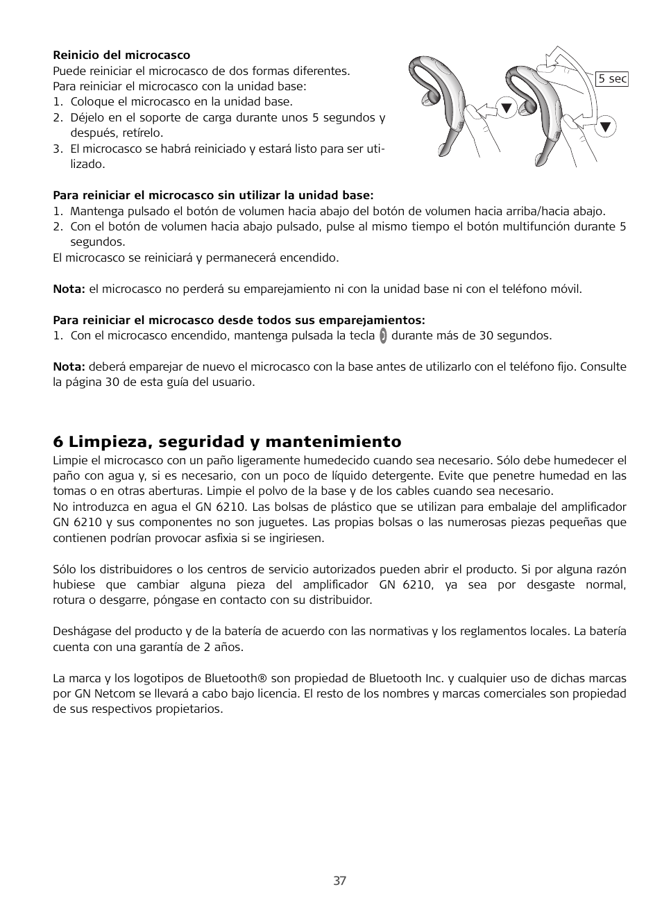 Limpieza, seguridad y mantenimiento, 6 limpieza, seguridad y mantenimiento | Sony FR 20 User Manual | Page 37 / 37