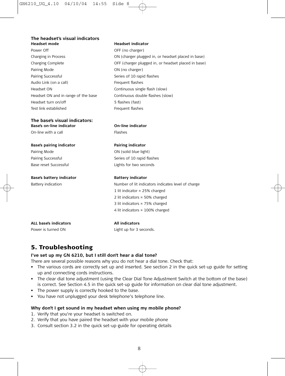 Troubleshooting | Sony FR 20 User Manual | Page 8 / 37