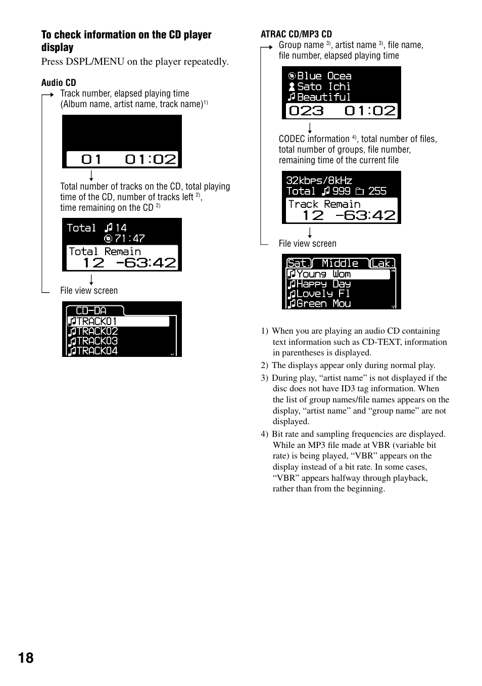 Sony Atrac3/MP3 CD Walkman D-NE520 User Manual | Page 18 / 35