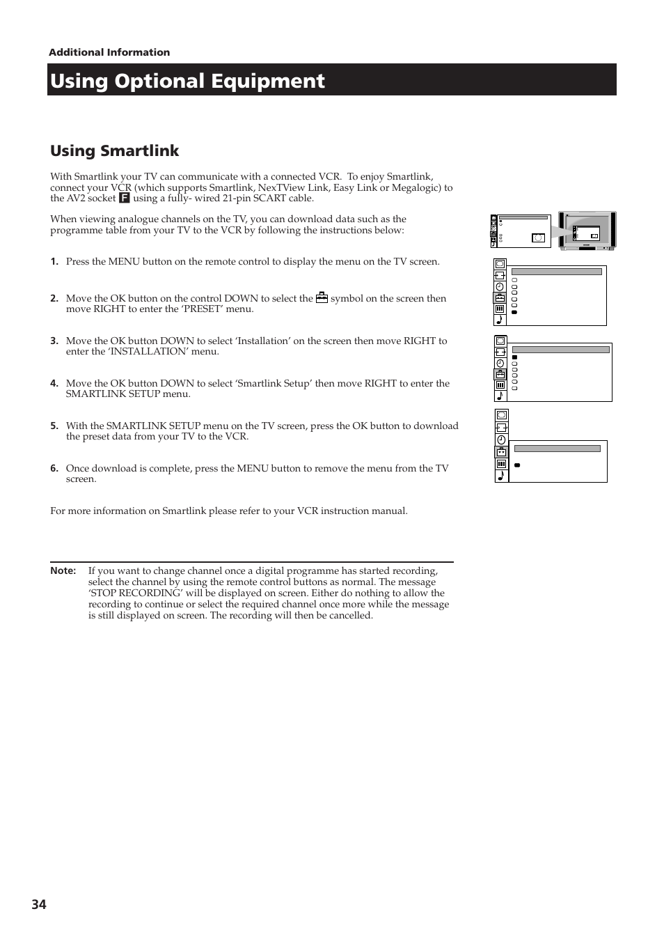 Using optional equipment, Using smartlink | Sony KV-28DS65U User Manual | Page 36 / 38