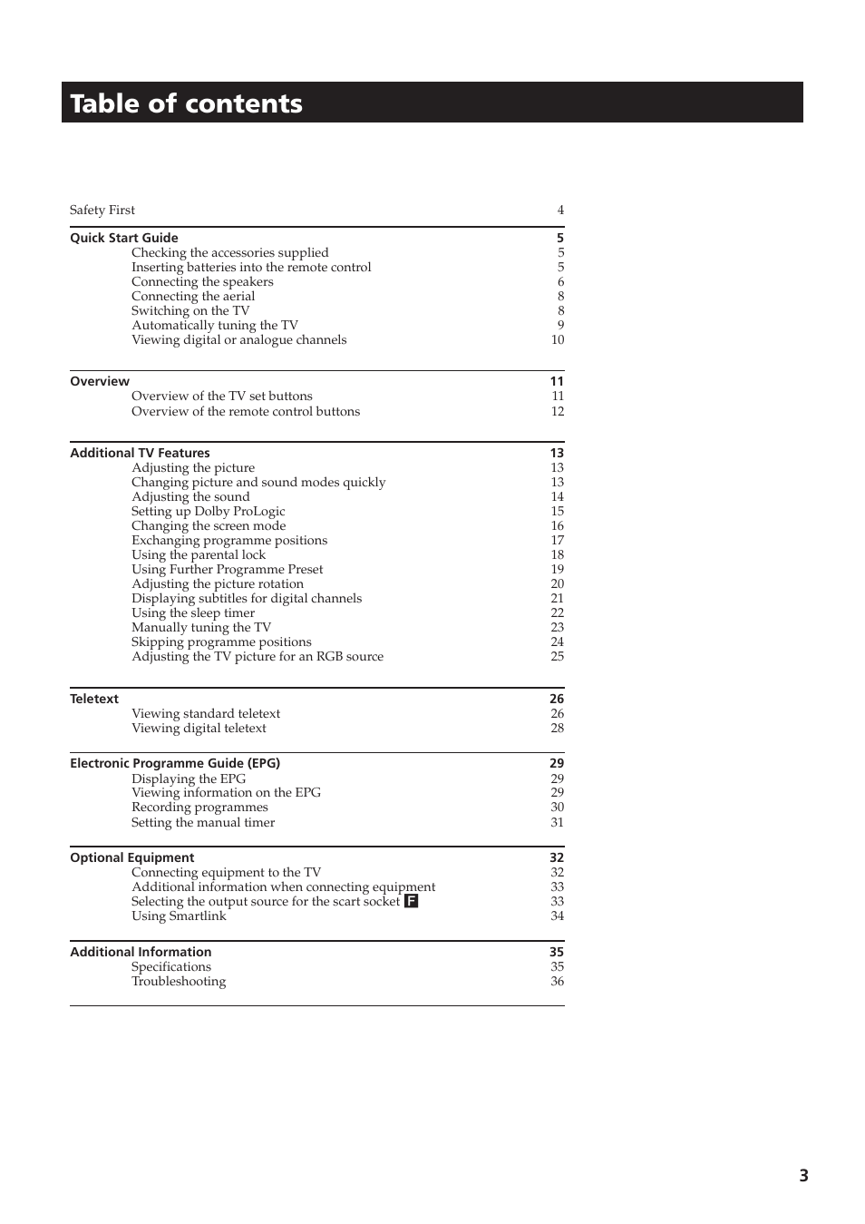 Sony KV-28DS65U User Manual | Page 5 / 38