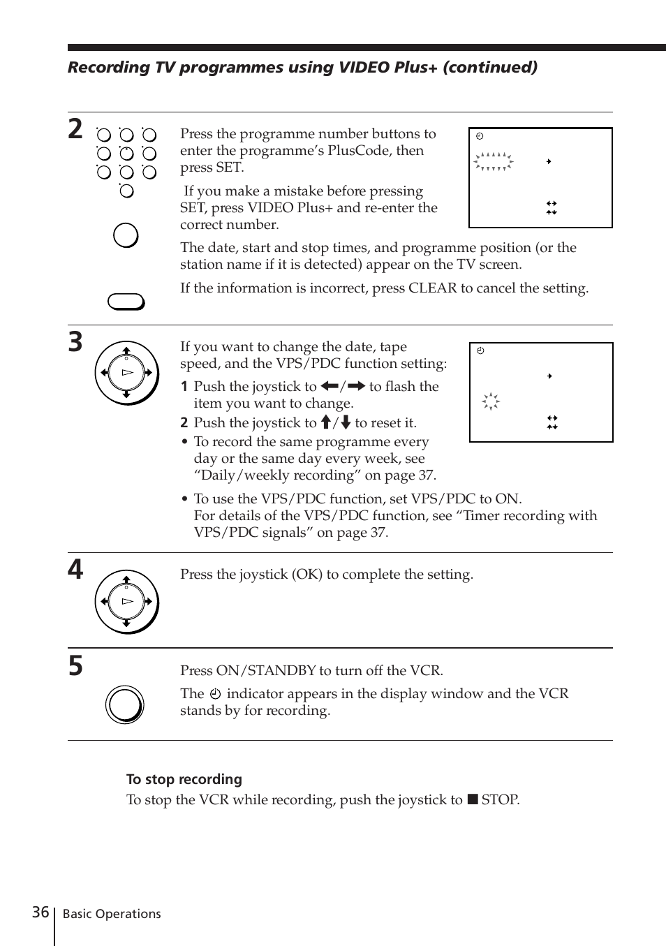 Press the joystick (ok) to complete the setting | Sony SLV-E730EX/UX User Manual | Page 36 / 64