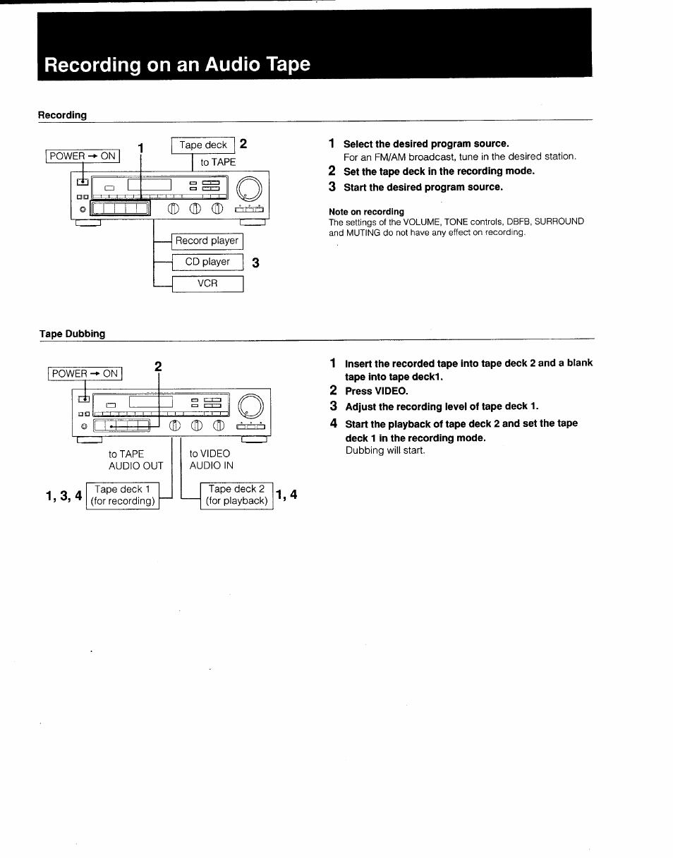 Recording on an audio tape | Sony 3-753-022-22(1) User Manual | Page 6 / 12