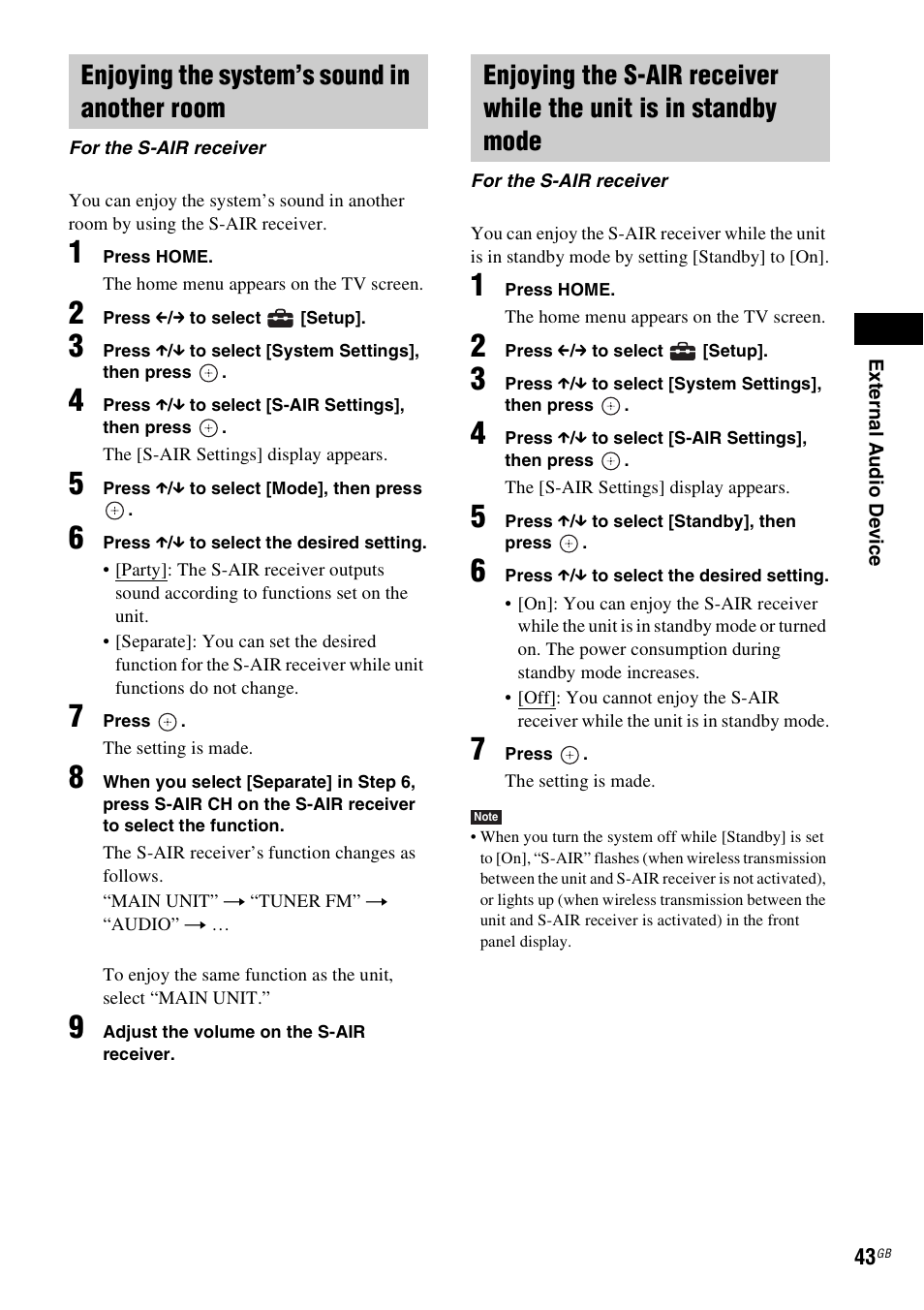 Enjoying the system’s sound in another room | Sony 4-178-247-13(2) User Manual | Page 43 / 80