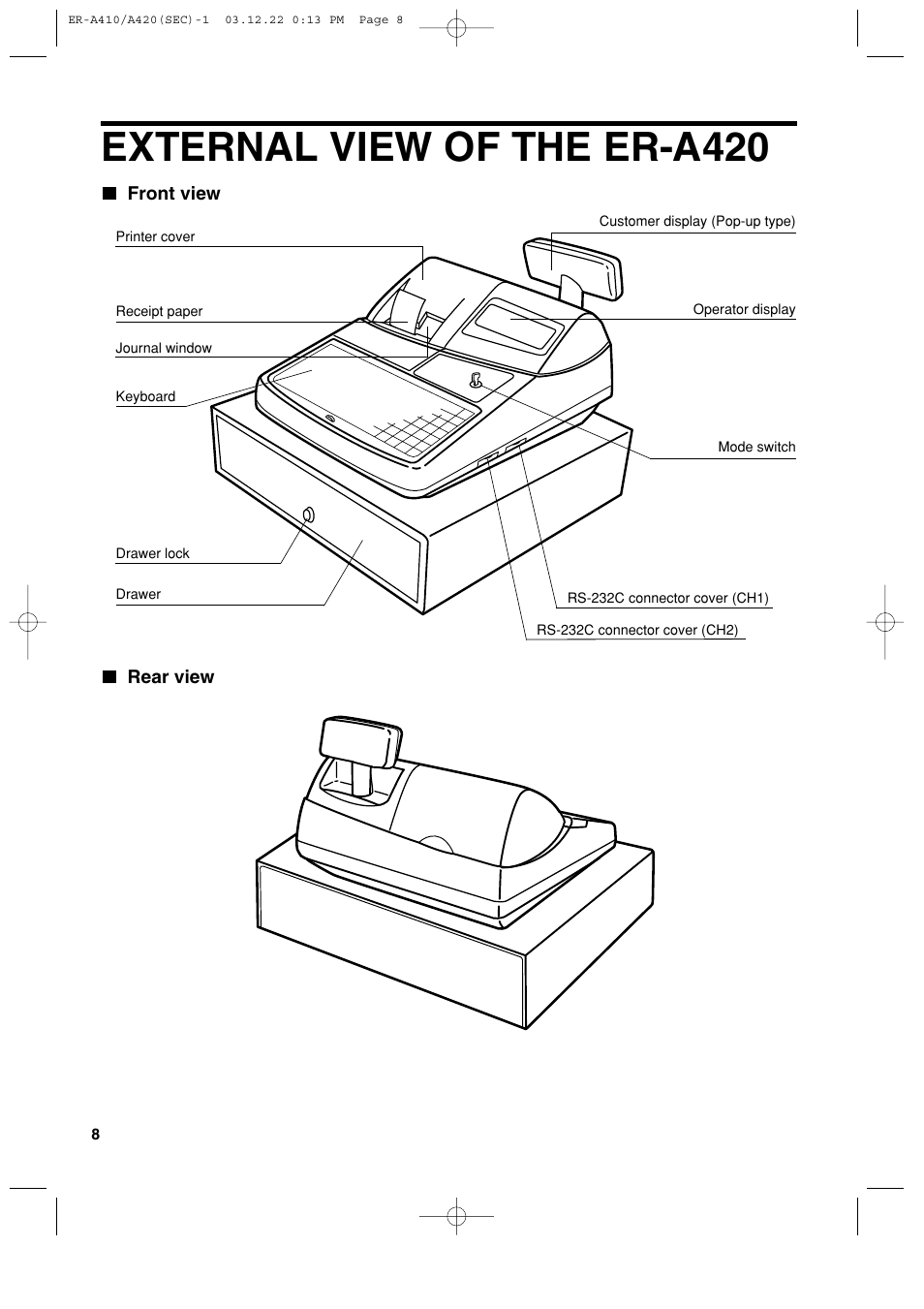 External view of the er-a420 | Sony ER-A420 User Manual | Page 10 / 190